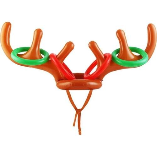 Summer Swimming Pool Inflatable Elk Collar Water Game Toy Pvc Deer Head Stag Antlers Throwing Ring Battle Game Pool Party Toys