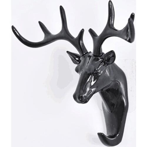 Wall Hanging Hook Deer Elk Head Towel Hanger Bathroom Kitchen Storage Hanging Hook Keys Sticky Holder Wall-Mount Hanger Rack