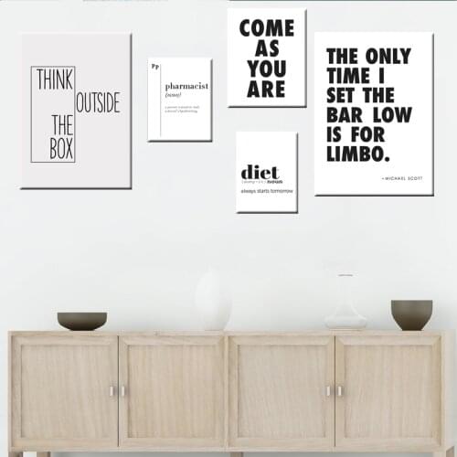 Wall Art Canvas Painting Dorm Decor Black White Minimalist Print Inspirational Quotes Poster Home Decoration