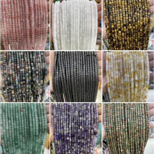 Natural Stone 4x4mm Tube Loose Spacer Beads For Jewelry Making 15" Strand DIY Jewelry Accessorries Bead For Bracelet