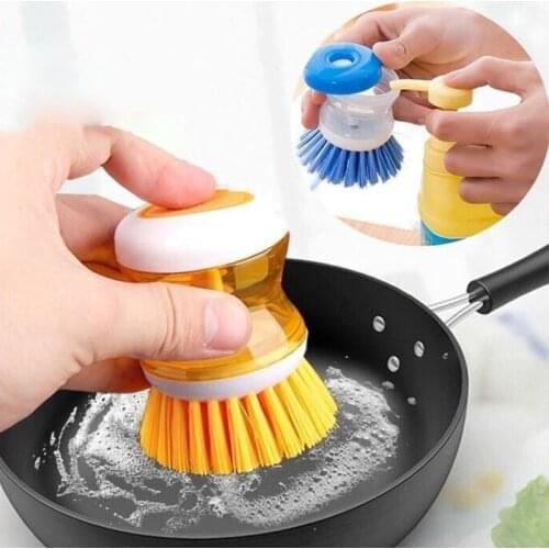 NEW Kitchen Dish Brush With Liquid Soap Dispenser Plastic Cleaning Brush Home Pot Dish kitchen hydraulic cleaning brush