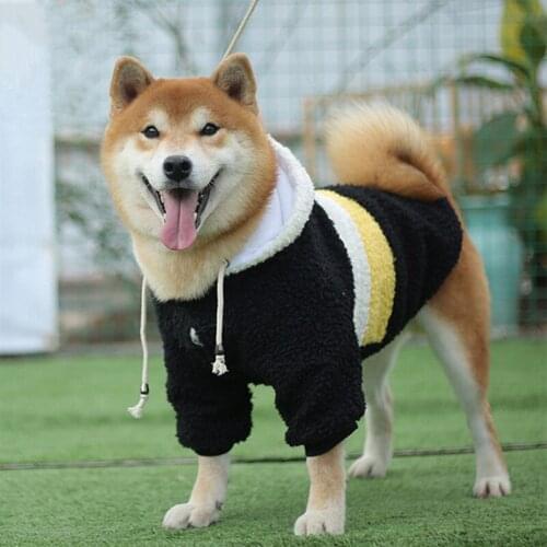 Pet Dog Clothing Stripes Big Dogs Two Legs Pets Dogs Autumn and Winter Warm Coat Dog Clothes Pet Coats-009