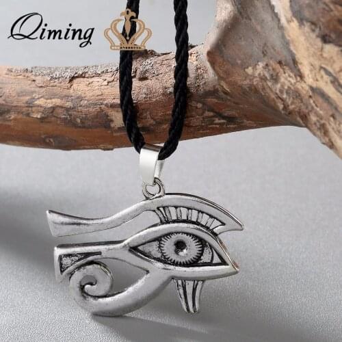QIMING Antique fashion Men Necklace Eye Of Horus The Eye Of Ra Horus Pendant Women Jewelry Eye Of Horus Necklace Vintage Gift
