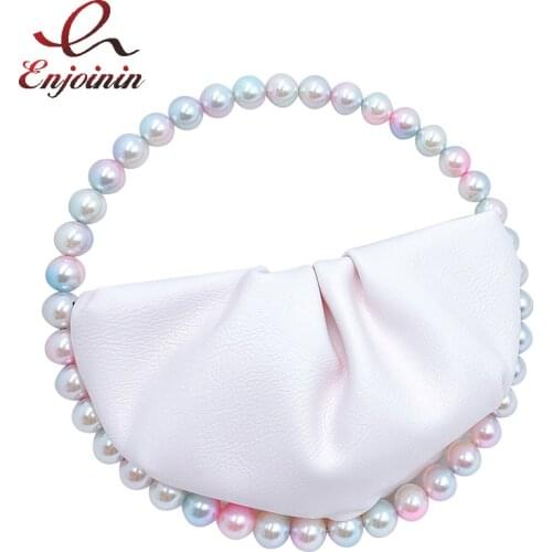 Luxury Colorful Pearl Party Clutch Evening Bag for Women Fashion Purses and Handbags Female Designer Brand Wedding Round Totes
