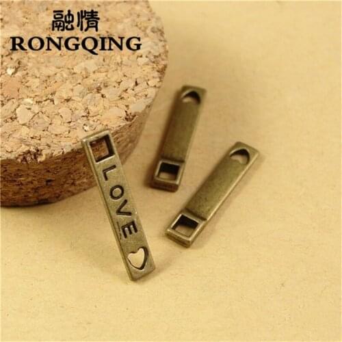RONGQING 100pcs/lot 22*4MM Connector love Charms handmade Craft pendant making fit DIY for bracelet necklace