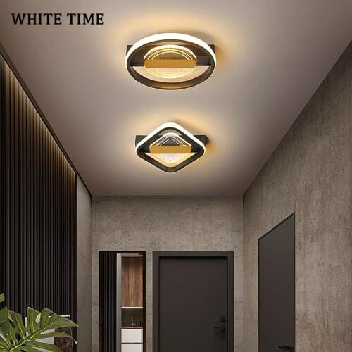 Round Square Black Gold Finished Modern Led Chandelier For Living room Bedroom Corridor Aisle Home Ceiling Mount Chandelier Lamp