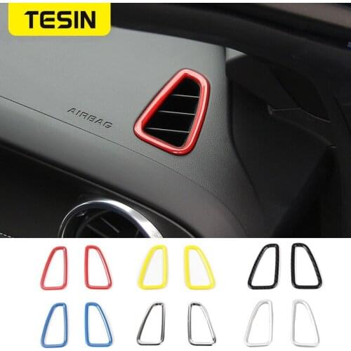 TESIN Car Dash Board Left & Right Air Outlet Vent Ring Sticker Decal Trim For Chevrolet Camaro 2017 Up Car Interior Accessories