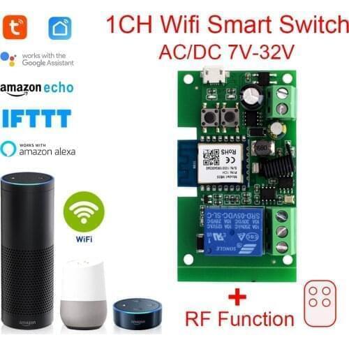 Tuya WiFi Wireless Relay Module Turn On Or Off Connected Light,Kettle, Electric Rice Cooker, Electric Curtain With Google Home