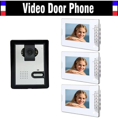 1 Camera 3 Monitor 7 Inch Monitor Video Door Phone Intercom Doorbell System IR Night Vision Camera Video Interphone kit
