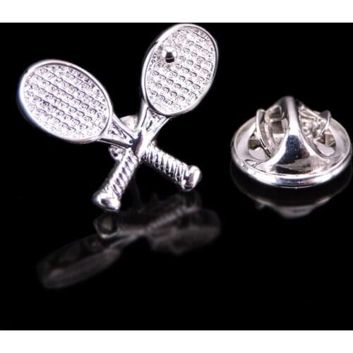 High quality silver badminton racket Brooch New Fashion Jewelry Pin mens and womens shirt hat scarf suit LAPEL BADGE PIN gift