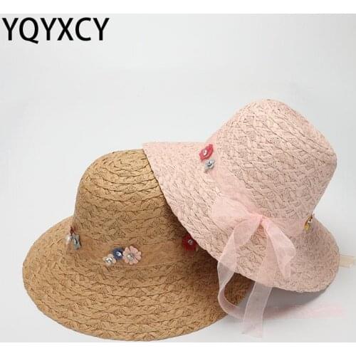 YQYXCY Hat Women Summer Straw Sun Hat Sunshade Beach Panama Cap Ladies Hats Gorro Outdoor Travel Sunhat