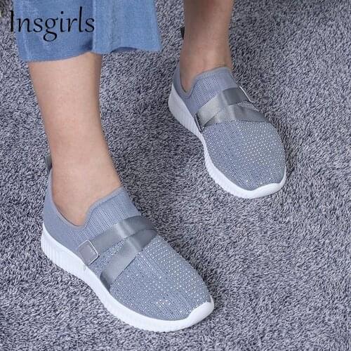 Large-Sized Flats Women 2021 Summer Knitted Fabric Hook&Loop Ladies Breathable Trendy Sneakers Home Outdoor Beach Casual Shoes
