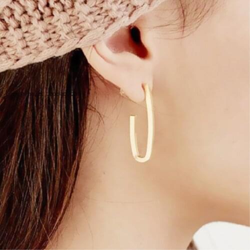 European Abstract Geometric U Shaped Stud Earrings for Women Personality Minimalist Metal Exaggerated Earring Punk Jewelry