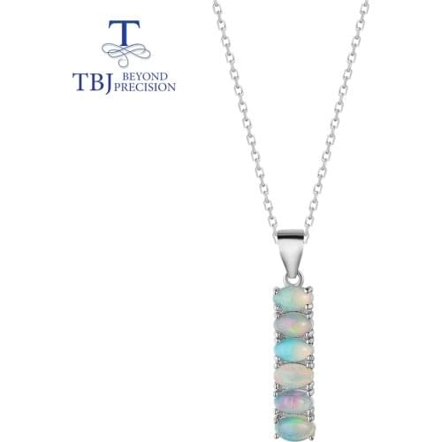 925 sterling silver with natural opal pendant necklace long pendant with 2ct natural gemstones fine jewelry for women daily wear