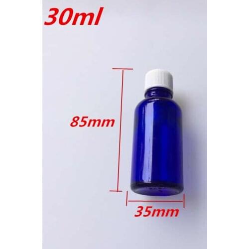 10 pcs 35x85 mm Dark Blue Glass Bottles With White Plastic Common Cap&Plugs DIY 30 ml Empty Essential Oil Glass Bottles Jars
