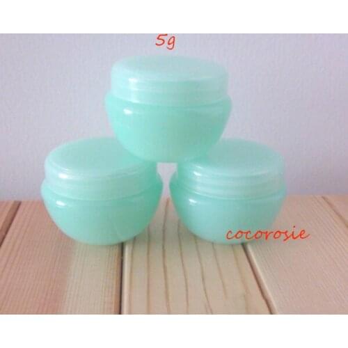 100pcs/lot 5g/5ml jar Green Mushroom styple cosmetic containers jar empty plastic Cosmetic jar sample refillable case