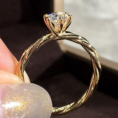 18K Au750 Yellow Gold Women Ring Moissanite Diamonds 1 2 3 4 5 Carat Round Cane Vine Wedding Party Engagement Anniversary Ring