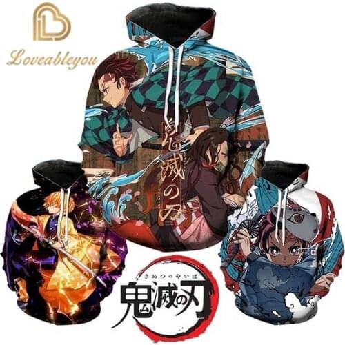 2020 New Style Anime Demon Slayer Streetwear Harajuku Long Sleeve Streetwear Casual Unisex Hoodies Sweatshirt Tops