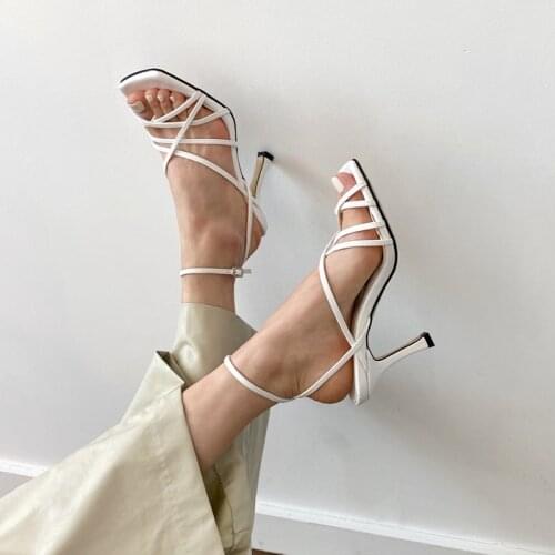 2021 Women Sandals Ladies High Heels Shoes Woman Slippers Open Toes Fashion Party Multiple Straps Shoes Woman Size 33-42