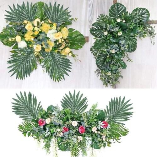 32Pcs Artificial Tropical Palm Leaves with Stems Luau Party Decoration Faux Palm Leaves Safari Leaves for Hawaiian Party