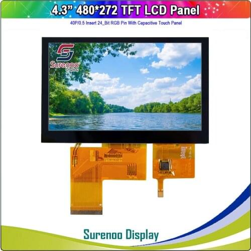 4.3" 480X272 40P/24_Bit RGB TFT LCD Module Display Monitor Screen 4-Wire Resistive / IIC I2C Capacitive Touch Panel