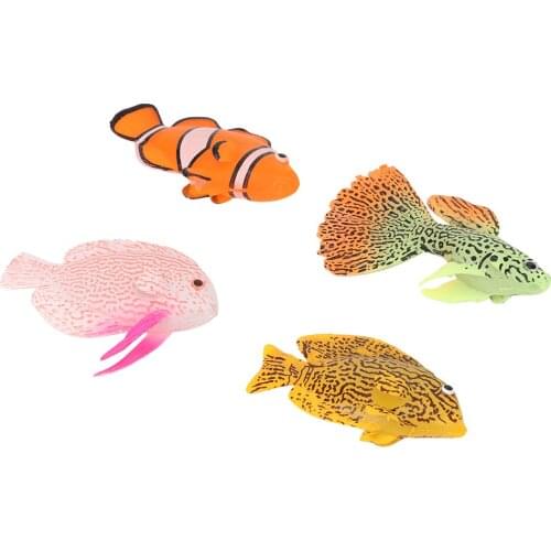 4PCS Aquarium Fish Tank Luminous Silicone Artificial Fake Fish Landscape Ornament Decoration Ac