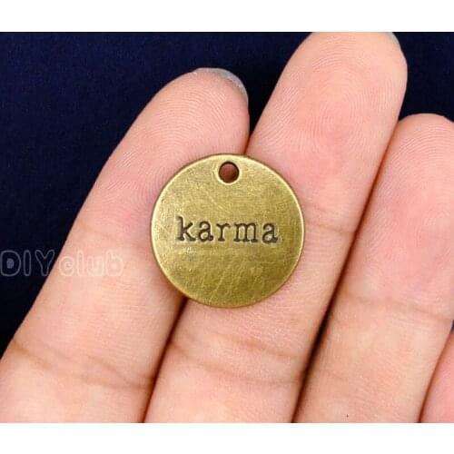 40pcs-Antique Bronze Karma Charms Pendant, Jewelry Making 20mm