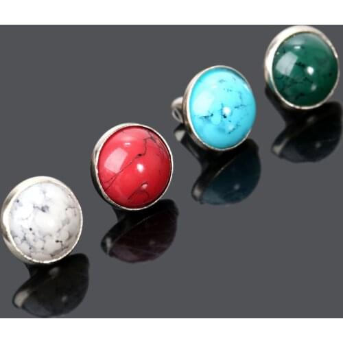 50Pcs Diameter 8.5mm Crack Turquoise Alloy Base DIY Leather Hand Craft Rapid Rivets Studs Buttons Punk Garment Decorative Rivets