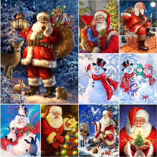 5d Diamond Painting Full Square Santa Claus Diamond Embroidery Mosaic Christmas Snowman Portrait Winter Beaded Modular Pictures