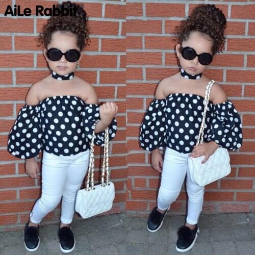 AiLe Rabbit 2019 the European and American INS dot dress classic a word of the girls brought 2 piece fashion suits a hair