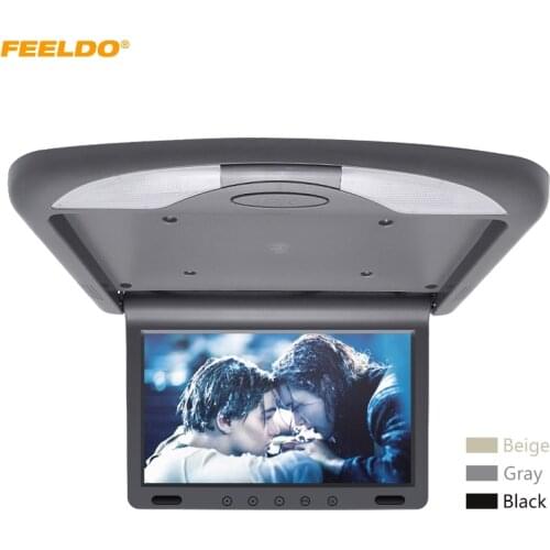 FEELDO 10.1" Inch Car Roof Mounted TFT LCD Monitor 2-Way Video Input Flip Down Multimedia Video Ceiling Roof mount Display #1081