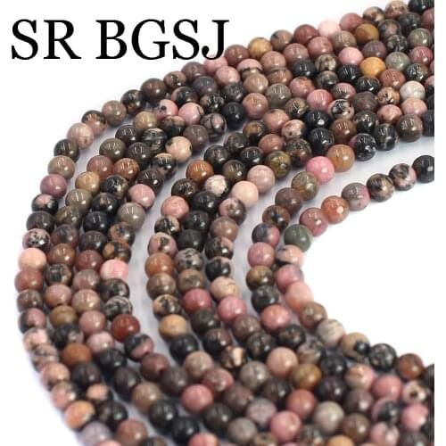 Free Shipping 4mm Black Rhodonite Gems Loose Round Natural Stone Beads DIY Seed Beads Strand 15"