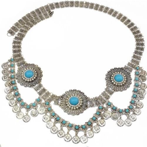 Middle East Belly Chains for Women Metal Coin Tassel Crystal Acrylic Stone Dance Belt Chain Gypsy Indian Party Body Jewelry