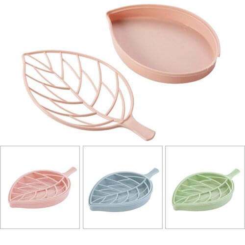 Bath Shower Holder Dish Hiking Container Soap Box Leaf Shape Case Home Organizer
