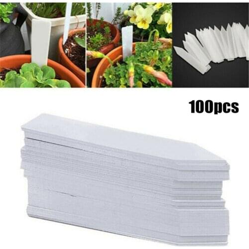 100pcs Plant Label White Waterproof Plastic Garden Labels Gardening Plant Flower Pots Labels Tray Mark Garden Accessories