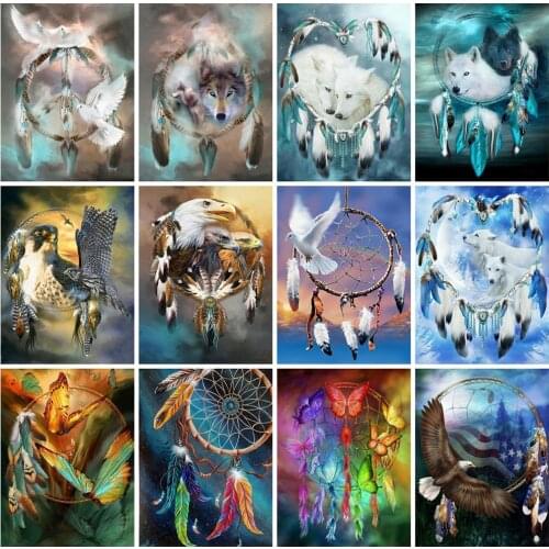 EverShine Diamond Embroidery Wolf Full Square Diamond Painting Animals Cross Stitch Dreamcatcher Handmade Gift Wall Decor