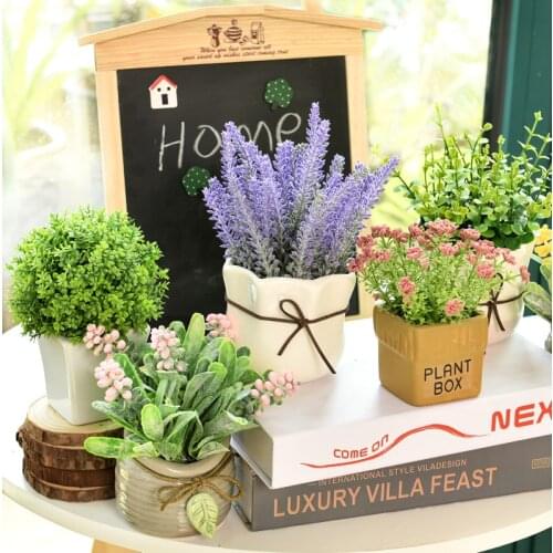 Simulation plant potted ornament artificial flower fleshy coffee shop green plant living room interior decoration bonsai