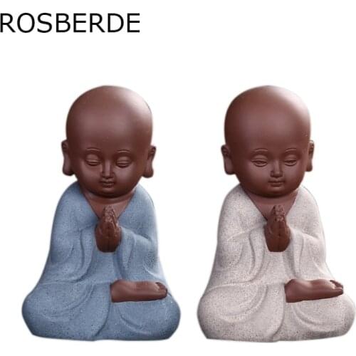 Ceramic Buddha Statues Small Monk Tea pet buddhism gift home decor figurine ornaments home decoration dropship purple sand