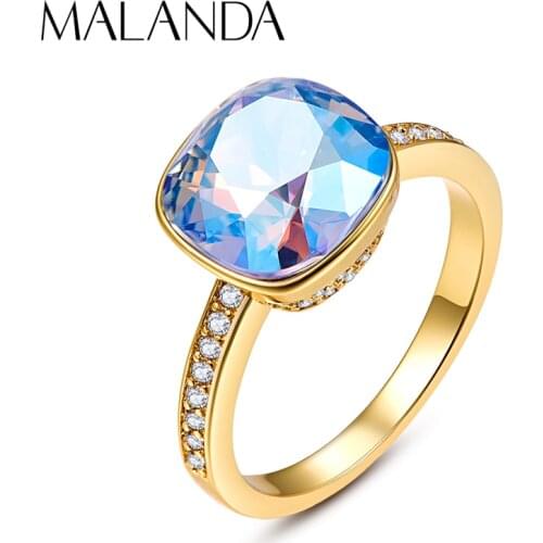 Malanda Crystals From SWAROVSKI Luxury Rings For Women New Fashion Elegant Wedding Party Rings Jewelry Accessories Girl Mom Gift