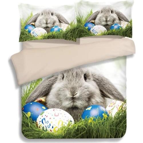Sweet Rabbit 3D Printed Comforter Bedding Sets Twin Full Queen King Size Quilt/Duvet Cover 3pc Childrens Girls Bed Linens Green