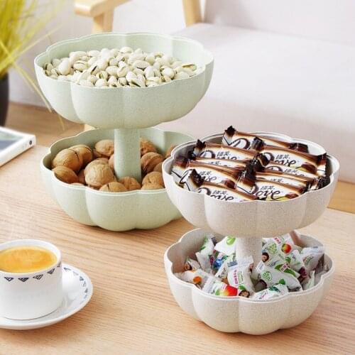 Lazy Dry Fruit Melon Candy Food Plate Containers Home Decor Pumpkin Shape Snack Bowl Plastic Double Layers Nuts Storage Box Bowl