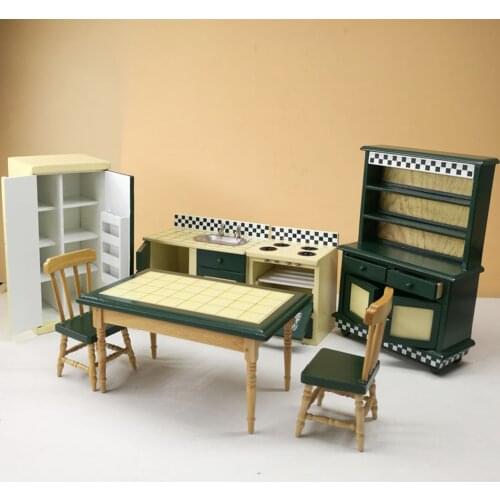 Dollhouse Kitchen Furniture DIY Set Kit 1:12 Scale Cabinet Accessories
