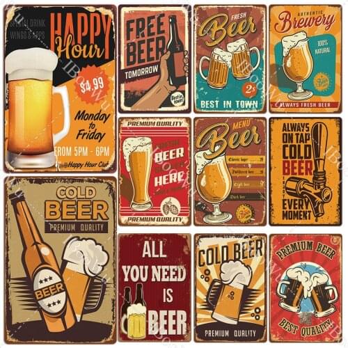 Drink Beer Metal Tin Sign Vintage Poster for Pub Bar Beer-Room Wall Decor Retro Plate 20x30cm