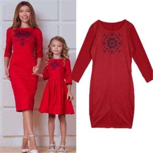 IMCUTE Mothers Day Mother and Daughter Summer Clothes Family Matching Dresses Red