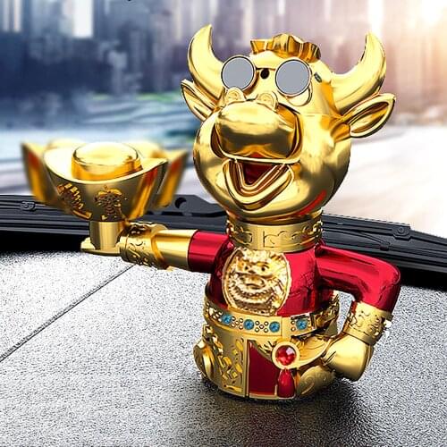 Mini Cow Ingot Model Aromatherapy Solar Powered Swinging Ornament Home Car Living Room Decor