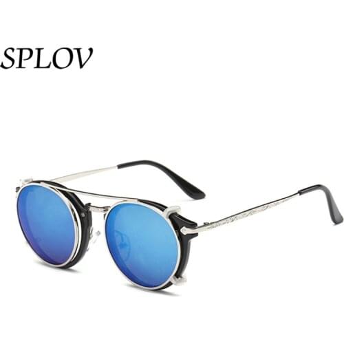 Fashion Vintage Steam Punk Round Clip On Sunglasses Men Women Double Layer Removable Lens Retro Carve Legs Shades Oculos UV400