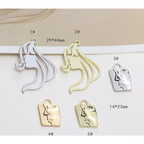 Fashion exaggerated hollow face alloy simple long brand pendant diy handmade jewelry earrings necklace accessories materials