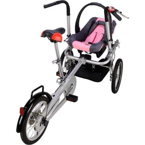 Mother&Baby Bike Stroller NewboreTricycle Stroller Kids Bicycle Folding Stroller Babies Pram Pushchair 3 wheel with Car Seat Red