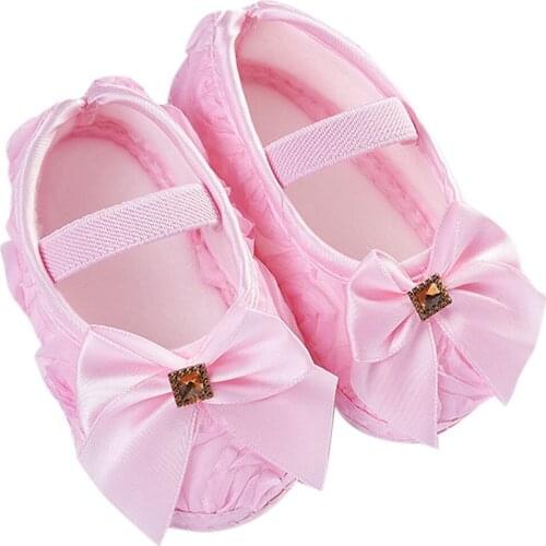 Soft Anti-Slip Sole Newborn Baby Shoes Toddler First Walkers Shoes Kid Baby Girl Rose Bowknot Elastic Band Newborn Walking Shoes