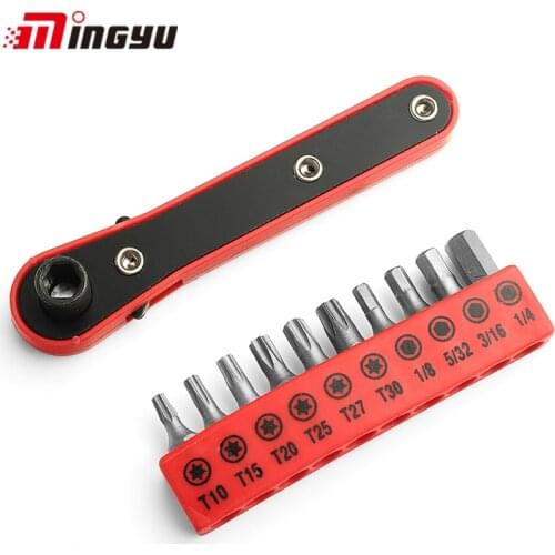 11pcs Screwdriver Bits and Ratchet Handle Set 1/4 inch Hex PH Torx Bit Set with Holder Household Screwdrivers Kit Hand Tool